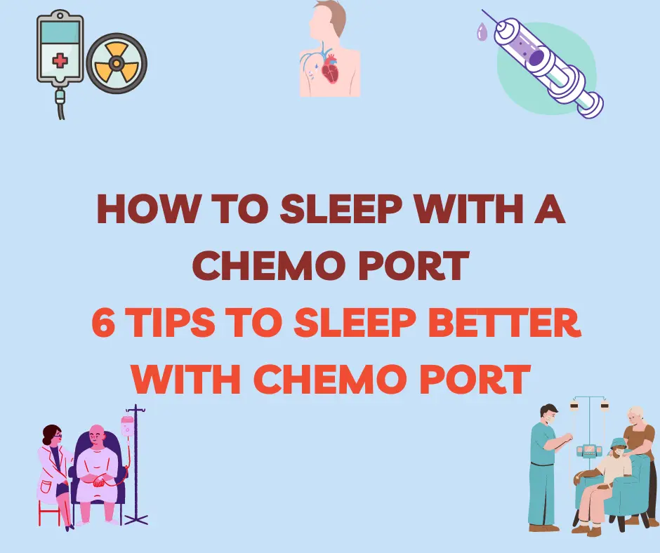 "Image depicting instructions on how to sleep with a chemo port. The text reads 'How To Sleep With A Chemo Port' in clear, bold letters."