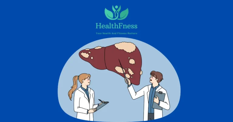 Two doctors examining a liver image on a screen, discussing the diagnosis and treatment options, with a medical office setting in the background.